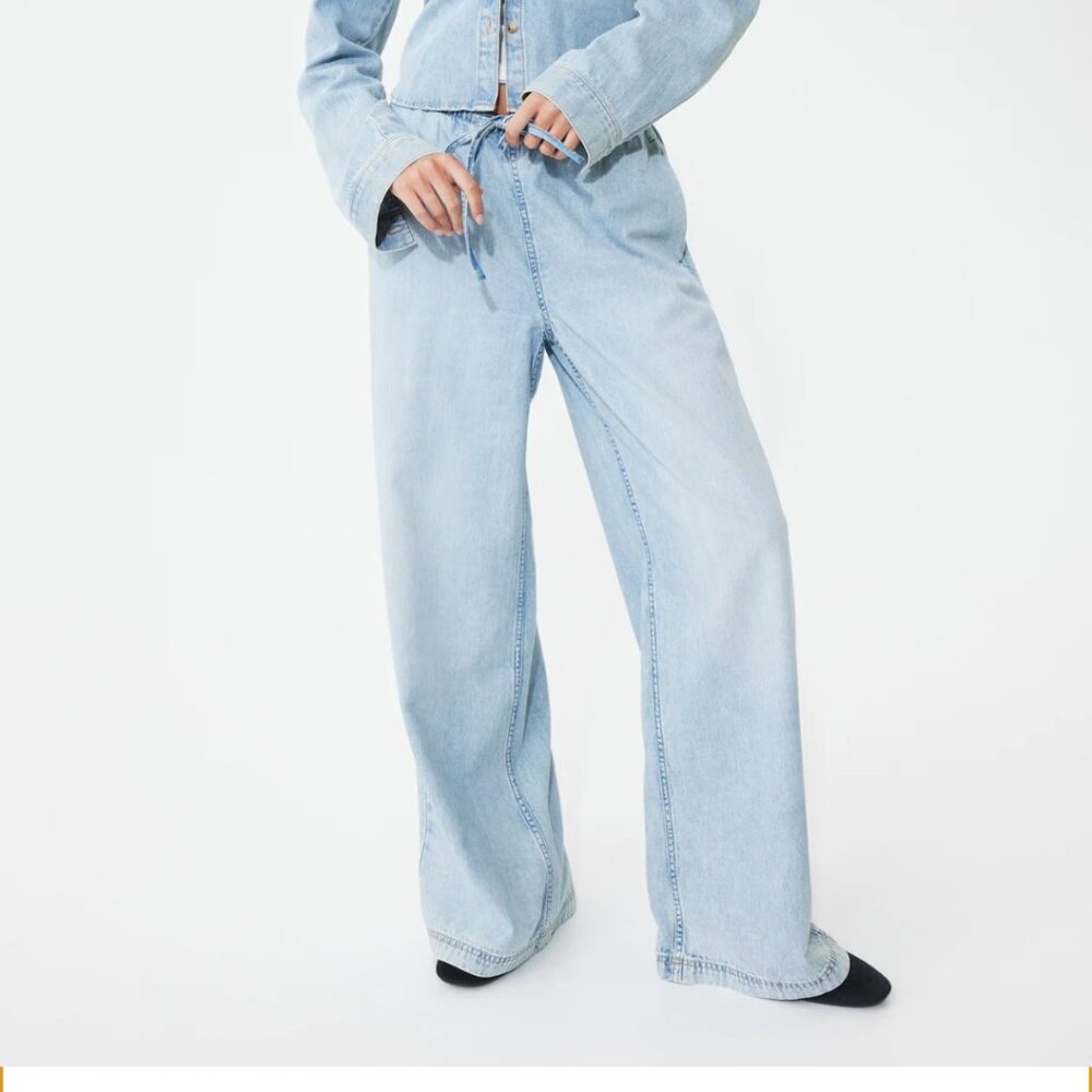 H&M denim wide leg pants